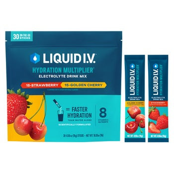 Liquid I.V. Hydration Multiplier Electrolyte Drink Mix, Variety Pack (Lemon Lime & Strawberry) – 30 On-The-Go Sticks | Vegan, Gluten-Free