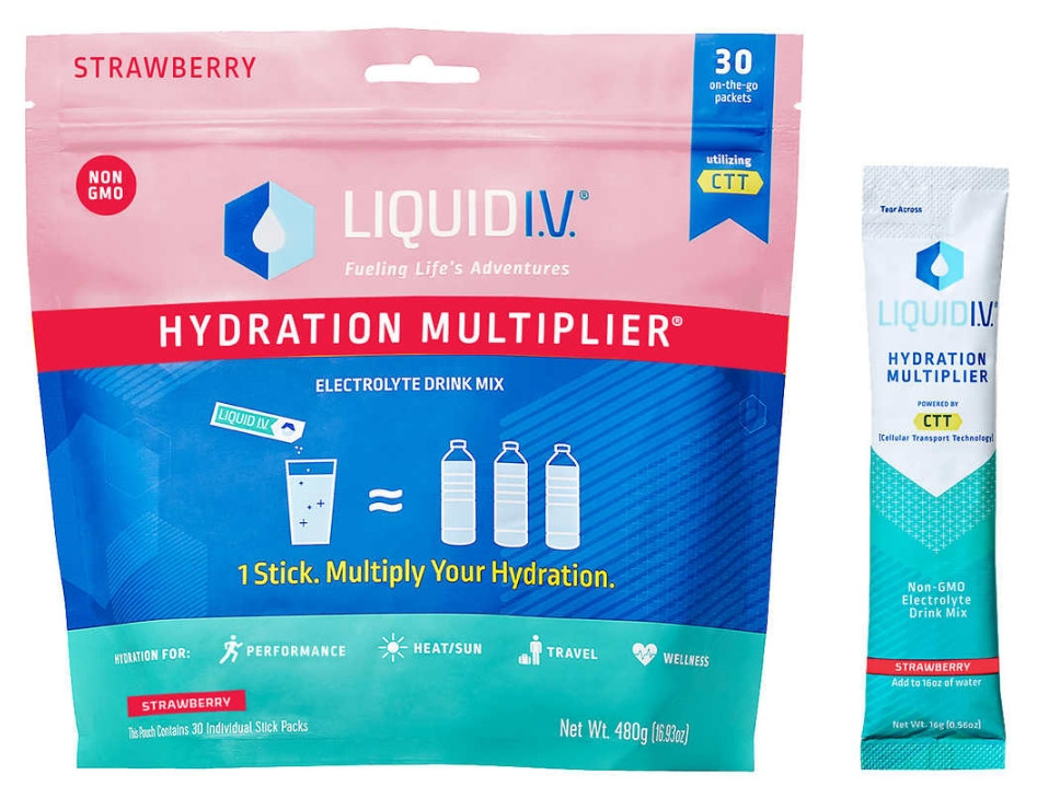 Liquid IV Hydration Multiplier Golden Cherry and Strawberry - 30 Packets