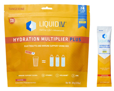 Liquid I.V. Hydration Multiplier Plus Immune Support, 24 Individual Serving Stick Packs in Resealable Pouch