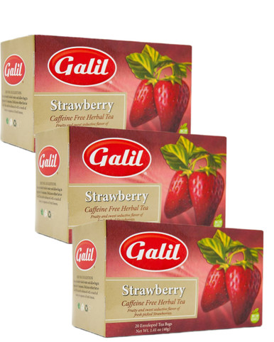 Galil Strawberry Flavored Tea 20 Tea Bags Count (Pack of 3)