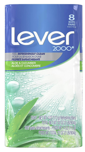 Lever 2000 Bar Soap – Aloe & Cucumber scent (8 Count)