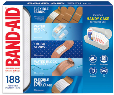 BAND-AID Brand Adhesive Bandages, Variety Pack, 188 piece with Case