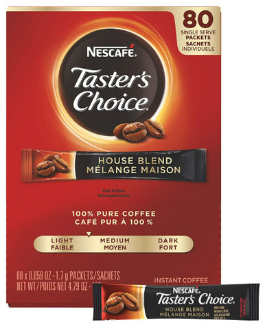 Nescafe Taster's Choice Instant House Blend Coffee Packets, Light Roast, 1.7 g Singles 80 Count