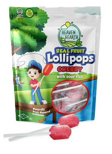 Heaven & Earth Cherry Fruit Flavored Lollipops 8.8oz