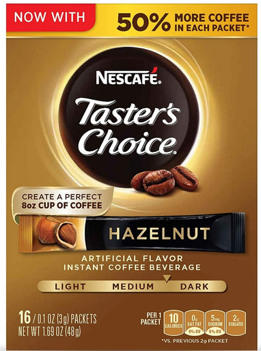 Nescafe Taster's Choice Hazelnut Instant Coffee Singles 16 Count 