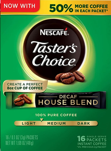 Nescafe Taster's Choice Decaf Instant Coffee House Blend 16 count