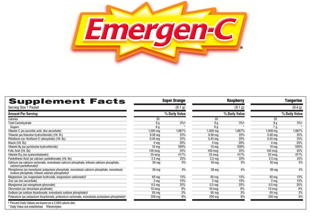 Emergen C Vitamin C 1 000 Mg Variety Pack Drink Mix 90 Packets Whole And Natural