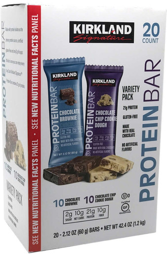 Kirkland Signature Protein Bars Cookie Dough and Chocolate Brownie, 20 Count