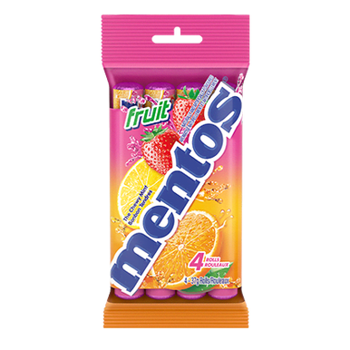 Mentos Chewy Fruit Flavor Candy Roll, 14 Pieces (Pack of 4) (Imported from Israel)