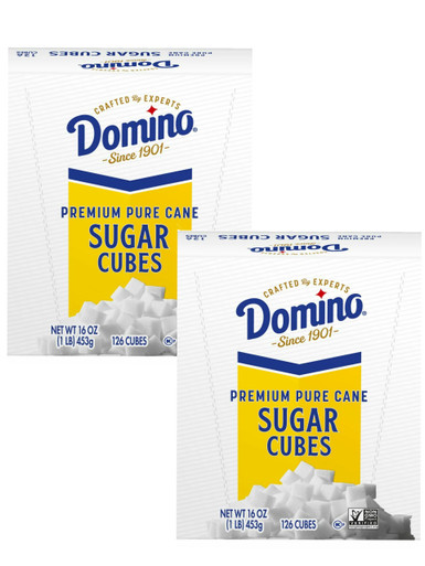 Domino Premium Pure Cane Sugar Cube Dots, 1 lb Box, Pack of 2, 126 Cubes Per Box, Kosher for Passover, Coffee and Tea Sweetener