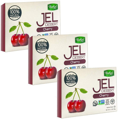 Bakol Vegan Cherry Jello Dessert, Gelatin-Free, 100% Natural Ingredients, Non-GMO, Gluten-Free, Kosher Parve, 3 oz (Pack of 3)
