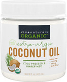 Viva Naturals Organic Coconut Oil, Unrefined, Cold-Pressed Extra Virgin Coconut Oil, USDA Organic and Non-GMO Cooking Oil, Great as Hair Oil and Skin Oil, 16 Oz
