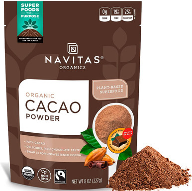 Navitas Organics Cacao Powder, Organic, Non GMO, Gluten Free, 8 oz.
