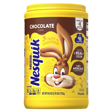 Nestle Nesquik Chocolate Milk Powder, Classic Chocolate Flavor, 44.9 oz Canister