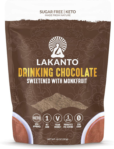 Lakanto Sugar Free Drinking Chocolate Mix, Cold or Hot Cocoa Powder Monkfruit Sweetener, 10 Oz