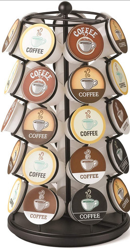 Nifty Coffee Pod Carousel – Compatible with K-Cups, 35 Pod Pack Storage, Spins 360 Degrees, Lazy Susan Platform, Modern Black Design, Home or Office Kitchen Counter Organizer