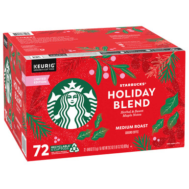 Starbucks Coffee Holiday Blend K Cup Pod, 72 count