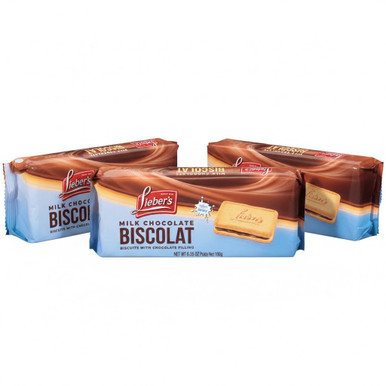 Lieber's Milk Chocolate Biscolat, Chocolate Coated Biscuits, 6.35 oz, Kosher Dairy, Crunchy Coffee Companion Cookies (Pack of 3)