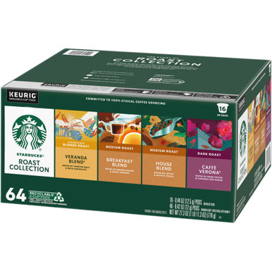 Starbucks Roasts Collection Coffee K Cup Variety Pack, 64 Count