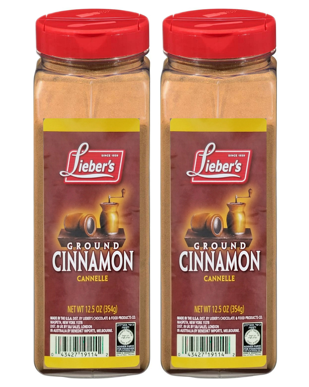 Lieber's Ground Cinnamon, Kosher for Passover, 12.5 oz (Pack of 2