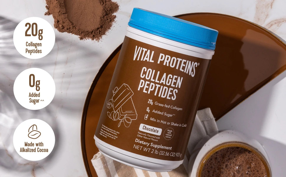 Collagène Peptides Saveur Cacao Vital Proteins - 297g, Date De Péremption 11/2025, Neuf