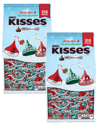 Hershey's Kisses Milk Chocolate Holiday Candy Bag, 52 oz (Pack of 2) 