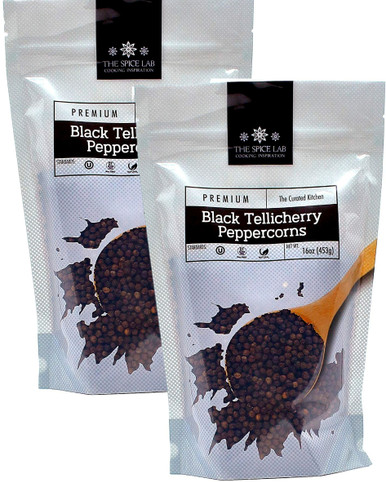 The Spice Whole Black Tellicherry Peppercorns for Grinder Refill, 16 oz (Pack of 2)