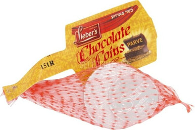 Lieber's Hanukkah Dark Bittersweet Chocolate Chanukah Coins, Kosher Parve Certified, 6 Mesh Bags (0.42 oz each)