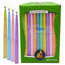 Ner Mitzvah Handmade Hanukkah Candles, Frosted Multi Colored, 45 Count, Standard, 1 Hour Burn Time, Kosher Certified
