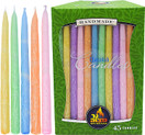 Handmade Frosted Multi Colored Colorful Hanukkah Candles, 45 Count