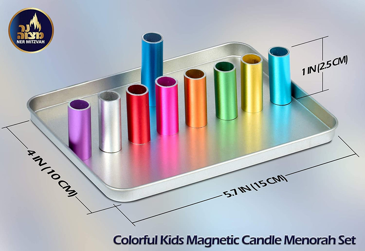 Magnetic Hanukkah Travel Menorah With Colored Candles For Chanukah