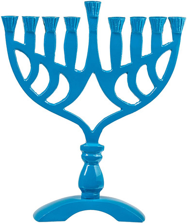 Blue Aluminum Hanukkah Menorah