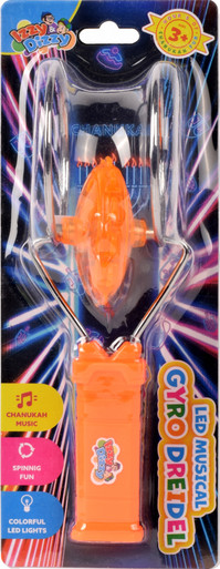 Hanukkah LED Musical Gyro Dreidel, Chanukah Spinning Top with Flashing Lights and Music, Metal Frame, Ages 3+, Assorted Colors