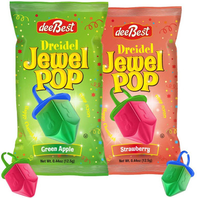 Dreidel Jewel Pop Ring Shape Candy, Apple and Strawberry Flavor, 18 Count