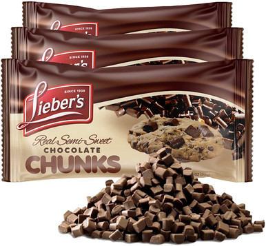 Lieber's Semi-Sweet Chocolate Chunks, 9 oz (Pack of 3)
