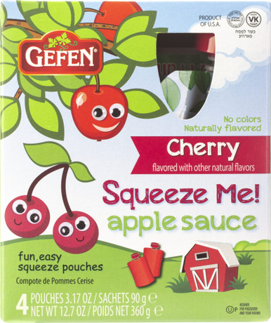Gefen Cherry Apple Sauce Pouches, 3.17 oz (4 Count)