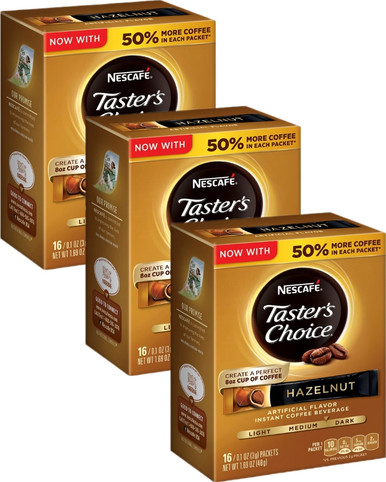 Nescafe Taster's Choice Instant Hazelnut Coffee, 16 count (Pack of 3)