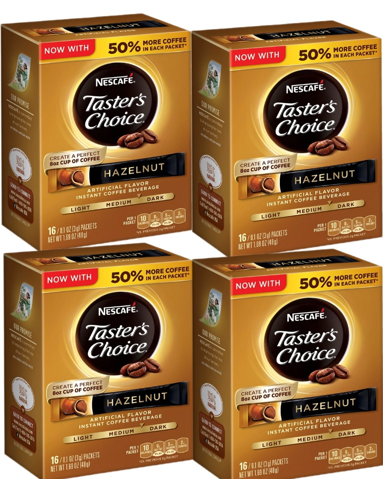 Nescafe Taster's Choice Instant Hazelnut Coffee, 16 count (Pack of 4)
