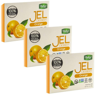 Bakol Vegan Orange Jel Dessert, Gelatin-Free, 100% Natural Ingredients, Non-GMO, Gluten-Free, Kosher Parve, 3 oz (Pack of 3)