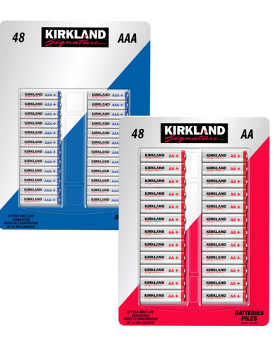 Kirkland Signature AA, AAA Alkaline Batteries Bundle, 96 Total