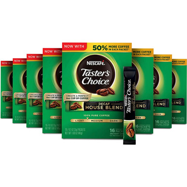 Nescafe Taster's Choice Decaf Instant Coffee Singles, 16 count (Pack of 8)