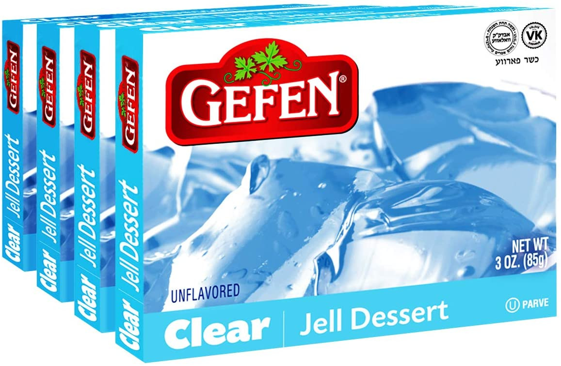 Gefen Clear Unflavored Jello, 3 oz (Pack of 4) Whole And Natural