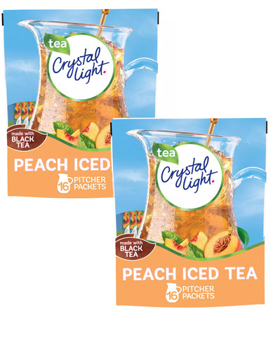 Crystal Light Peach Iced Tea Powdered Drink Mix, 16 Count (Pack of 2)