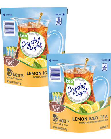 Crystal Light Drink Mix Lemon Iced Tea, 16 count (Pack of 2)