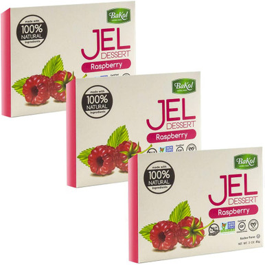 Bakol Raspberry Jel Dessert, Vegan, Gluten-Free, 100% Natural Ingredients, Non-GMO, Kosher Parve, 3 oz