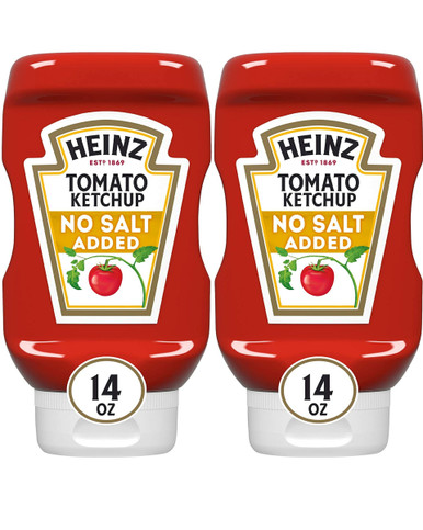 Heinz No Salt Added Tomato Ketchup, 14 oz (Pack of 2)