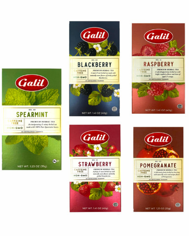 Galil Variety Pack Herbal Tea 5 Flavor Tea Sampler, 120 Tea Bags