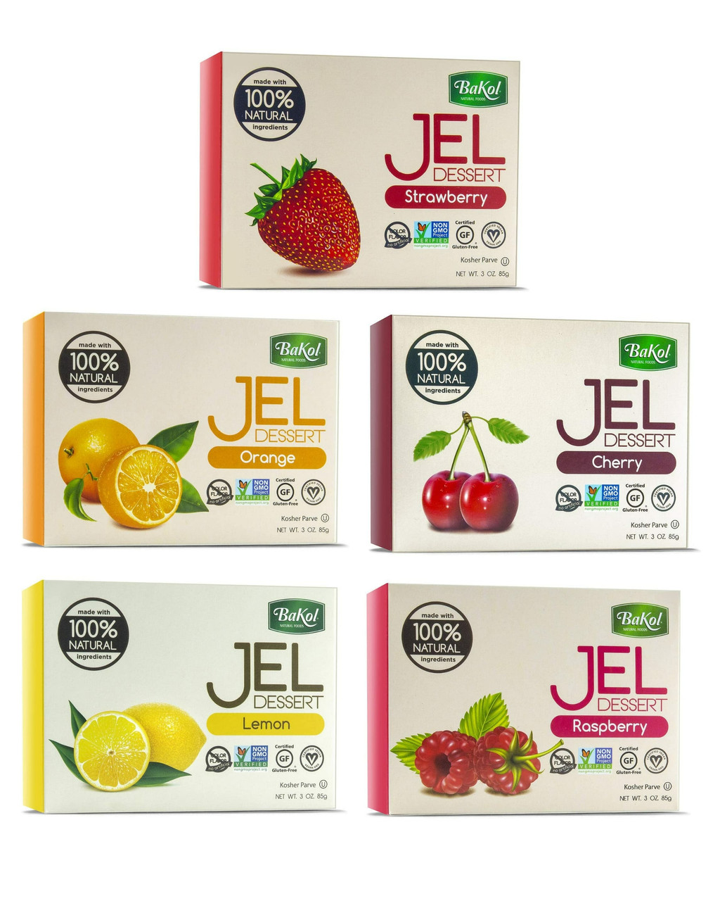 Bakol Vegan Jello Variety Pack, 3 oz (Pack of 5) Whole And Natural