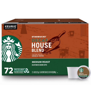 Starbucks Decaf Medium Roast K Cups, House Blend, 72 Count
