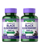 Nature’s Truth Sambucus Black Elderberry, 150 Capsules (Pack of 2)